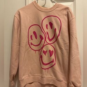 Pink smiley face crewneck sweatshirt